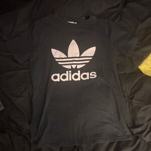 Adidas Black Tee with White Trefoil Logo